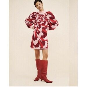 Farm Rio Flower Knit Mini Dress Multicolor Red Pink Size Medium